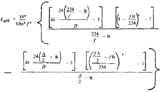 Equation for calculating the inductance of coils for a shortened dipole antenna
