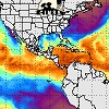 Satellite view of water vapor around the Americas