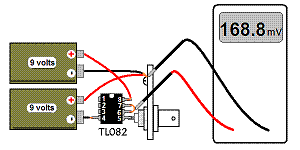 Pictorial view of the simplest pH meter circuit. (Click to view full size.)