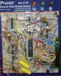 pH meter built on a prototyping breadboard (Click to view full size.)